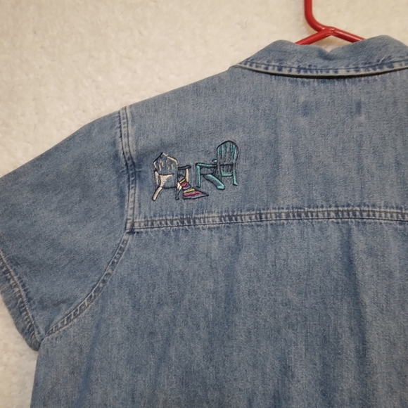 CJ Banks Women's Embroidered Denim Blouse- 1X - Picture 7 of 10